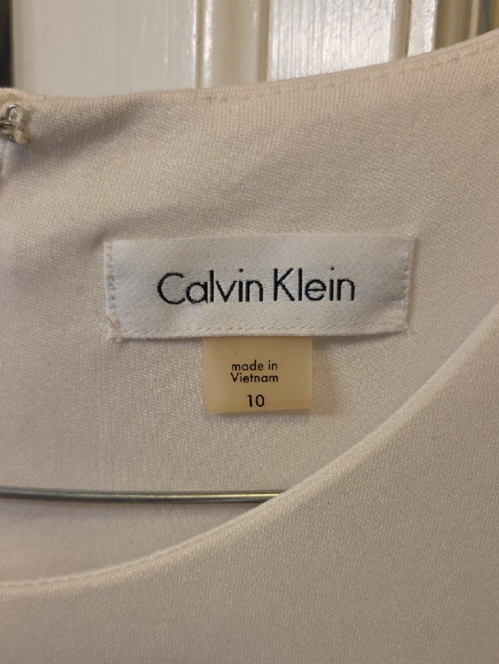 Calvin Klein Cream Sheath Dress with Black Trim - Picture 2 of 5
